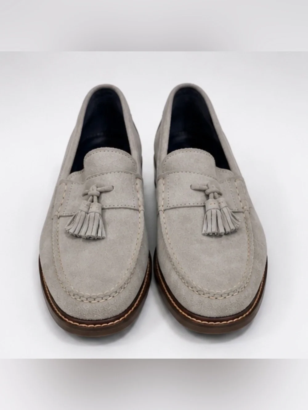 Cole Haan Pinch Maine Grey Suede Tasseled Loafers Men's Size 12 M Slip On Shoes